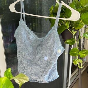 Medium Lacey Baby Blue Crop Top